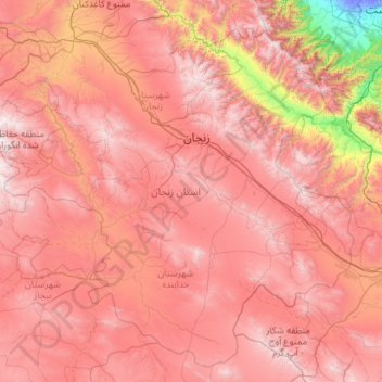 Zanjan Province topographic map, elevation, terrain