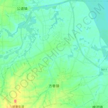 方巷镇 topographic map, elevation, terrain