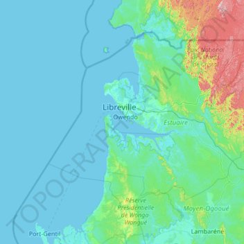 Estuaire topographic map, elevation, terrain