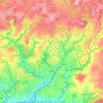 Callac topographic map, elevation, terrain