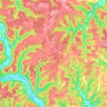 Tiverton Township topographic map, elevation, terrain