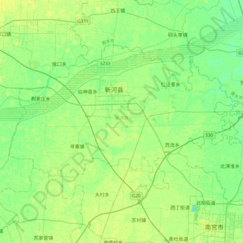 新河县 topographic map, elevation, terrain