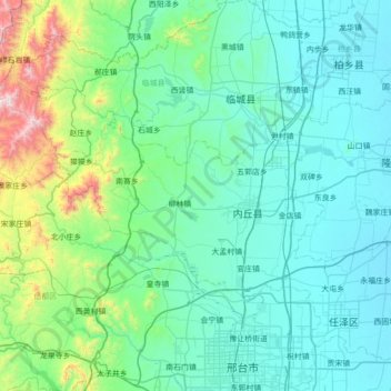 内丘县 topographic map, elevation, terrain