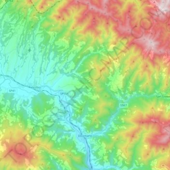 Dicomano topographic map, elevation, terrain