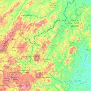 Jinotega topographic map, elevation, terrain