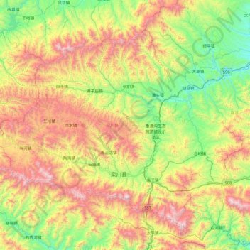 栾川县 topographic map, elevation, terrain