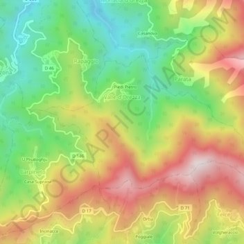 Valle-d'Orezza topographic map, elevation, terrain