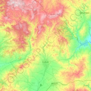 Çubuk topographic map, elevation, terrain