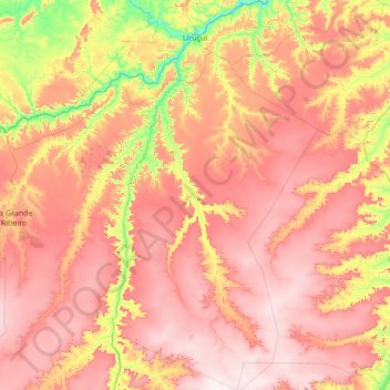 Uruçuí topographic map, elevation, terrain