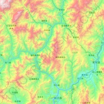 米易县 topographic map, elevation, terrain