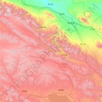 Qilian County topographic map, elevation, terrain