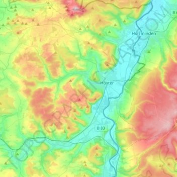 Höxter topographic map, elevation, terrain
