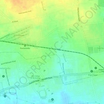 Ward 38 topographic map, elevation, terrain