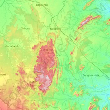 Nuapada topographic map, elevation, terrain