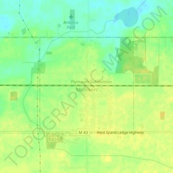 Mulliken topographic map, elevation, terrain