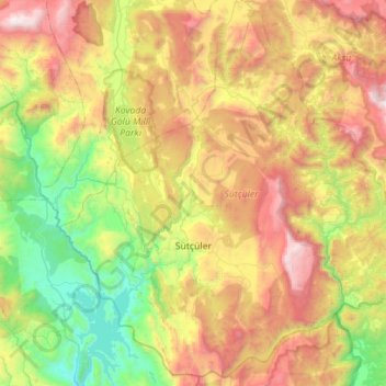 Sütçüler topographic map, elevation, terrain