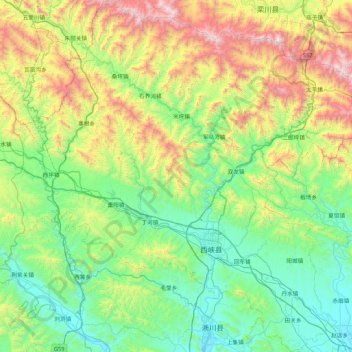 西峡县 topographic map, elevation, terrain