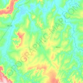 Mateiro topographic map, elevation, terrain