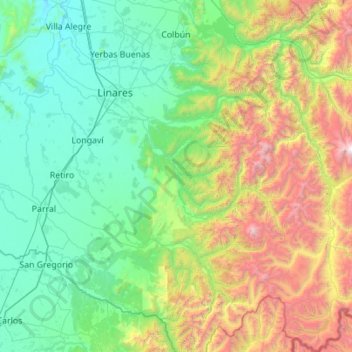 Colbún topographic map, elevation, terrain