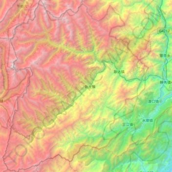 卧龙自然保护区 topographic map, elevation, terrain