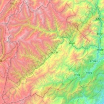 Wolong National Nature Reserve topographic map, elevation, terrain