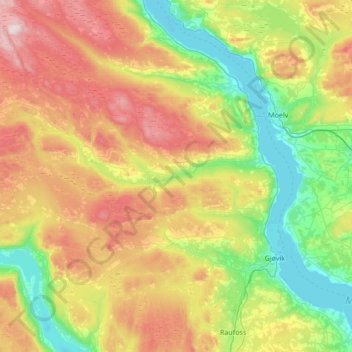 Gjøvik topographic map, elevation, terrain