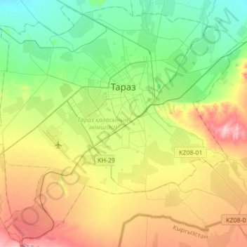 Taraz city administration topographic map, elevation, terrain