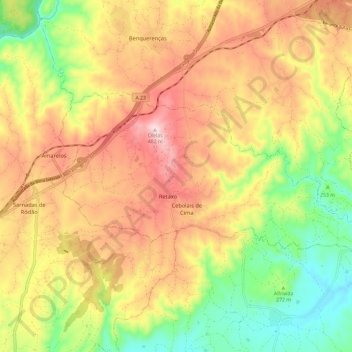 Cebolais de Cima e Retaxo topographic map, elevation, terrain