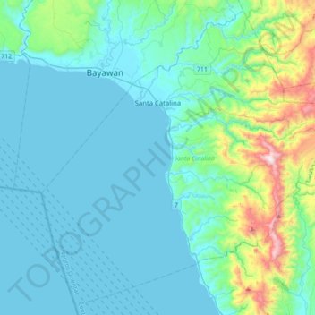 Santa Catalina topographic map, elevation, terrain