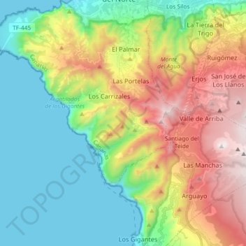 Parque Rural de Teno topographic map, elevation, terrain