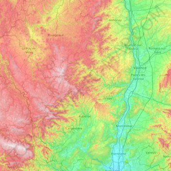 Ardèche topographic map, elevation, terrain
