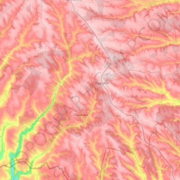 Піщанська селищна громада topographic map, elevation, terrain