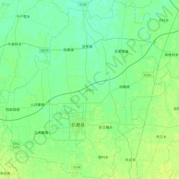 巨鹿县 topographic map, elevation, terrain