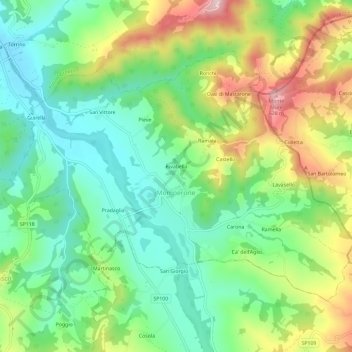 Momperone topographic map, elevation, terrain