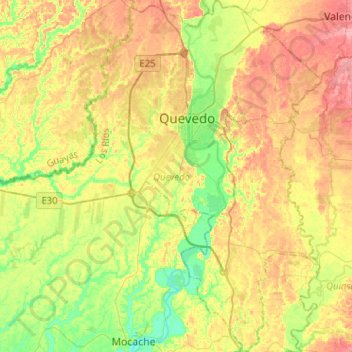 Quevedo topographic map, elevation, terrain