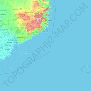 Khánh Hòa Province topographic map, elevation, terrain