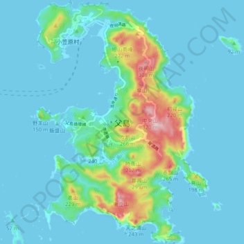Chichijima topographic map, elevation, terrain