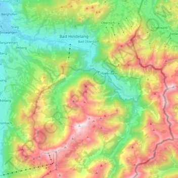 Ostrach topographic map, elevation, terrain