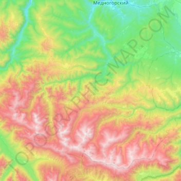 Урупское сельское поселение topographic map, elevation, terrain