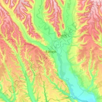 Bălcești topographic map, elevation, terrain