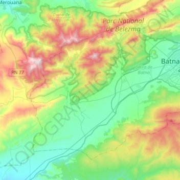 Oued Chaaba topographic map, elevation, terrain