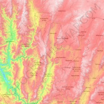 Río Bolaños topographic map, elevation, terrain