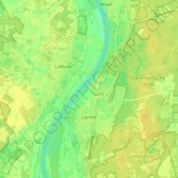 Lomm topographic map, elevation, terrain