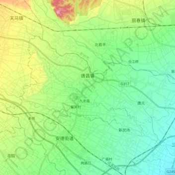 唐昌镇 topographic map, elevation, terrain