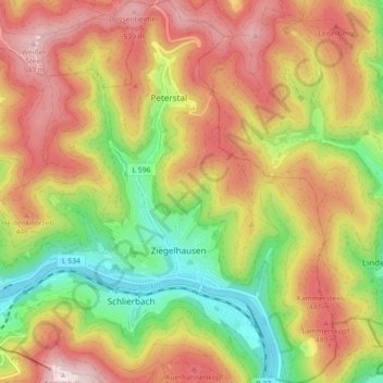 Ziegelhausen topographic map, elevation, terrain