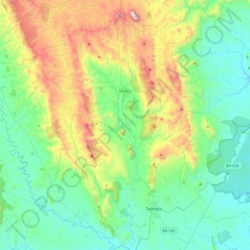 Ituaçu topographic map, elevation, terrain