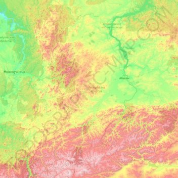 Республика Хакасия topographic map, elevation, terrain