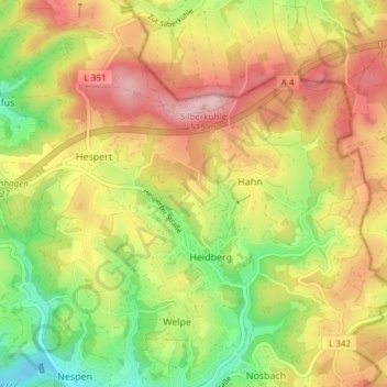 Hespert topographic map, elevation, terrain