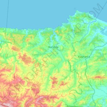 Kandıra topographic map, elevation, terrain