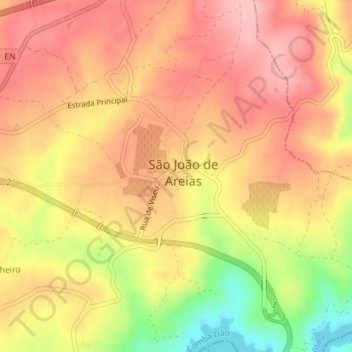 São João de Areias topographic map, elevation, terrain